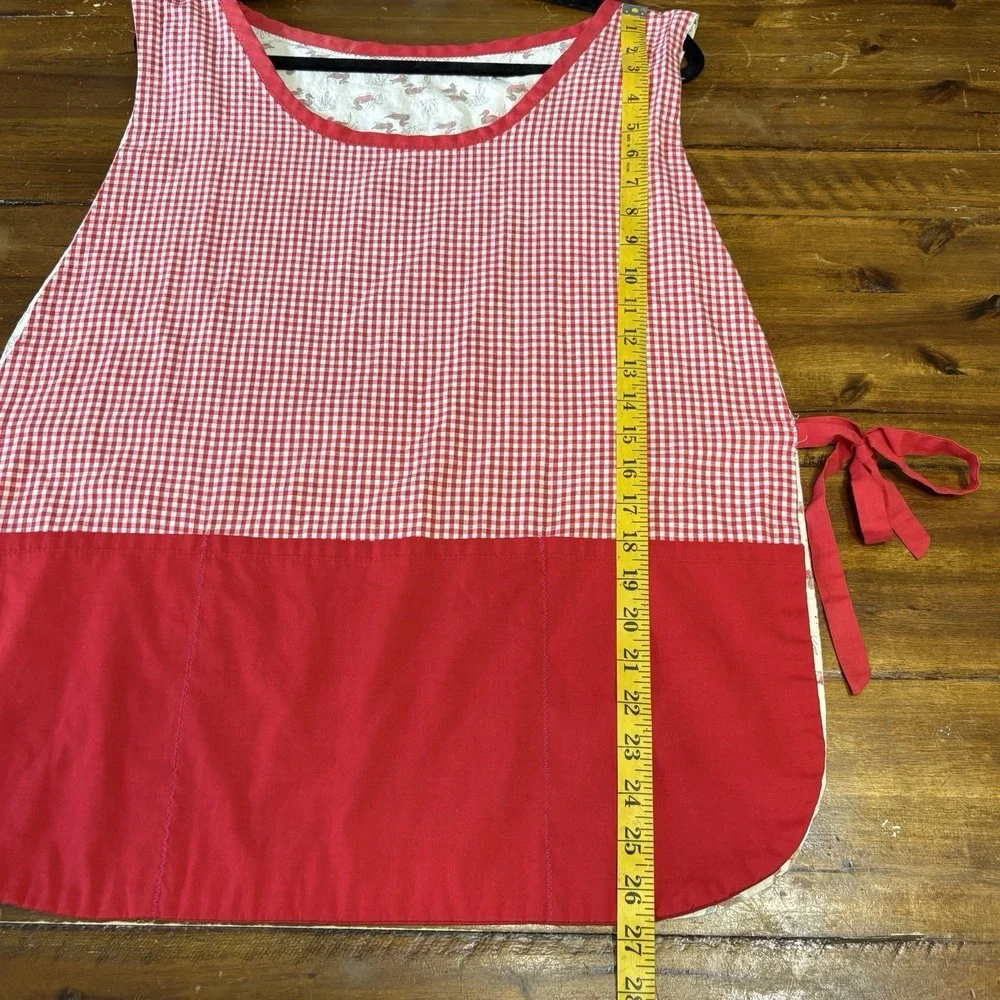 Vtg Handmade Full Apron Ducks Reversible Pockets CottageCore Granny Trad-Wife